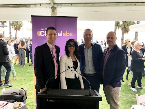 Our team who represented Australian Clinical Labs: on the left is Darren Mckee (Victorian Sales Manager), Dr Mirette Saad (Chemical Pathologist), Clinton Wells (Lab Manager) and Kyle Jackson (Geelong Laboratory Manager)